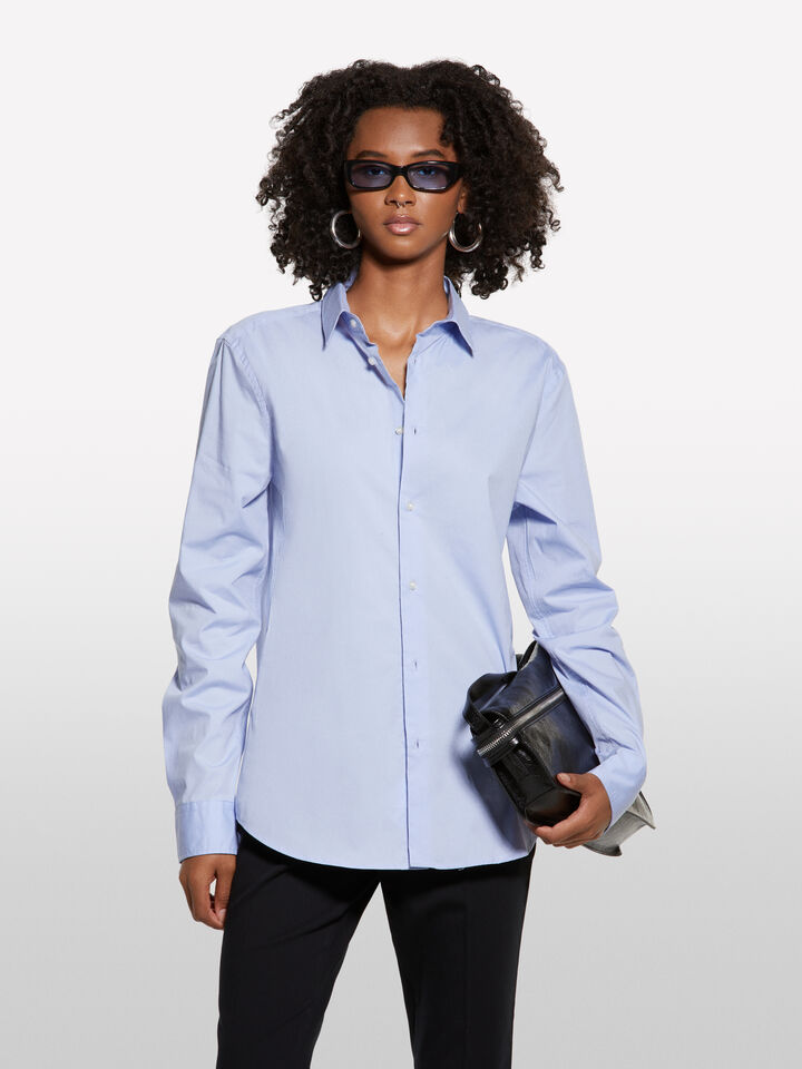 Light blue slim fit shirt - women's shirts - Light Blue | Sisley image number 3